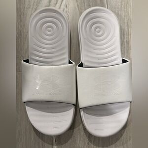 Under Armour Classic White Slides-Never Worn!!